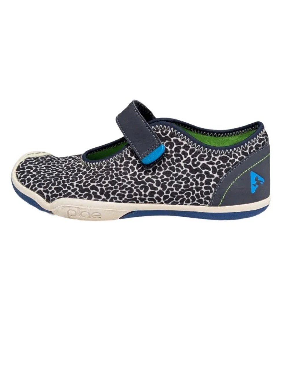 Plae Kids Chloe Mary Jane Sneaker Adjustable Strap Gray Leopard Print Girls Sz 1